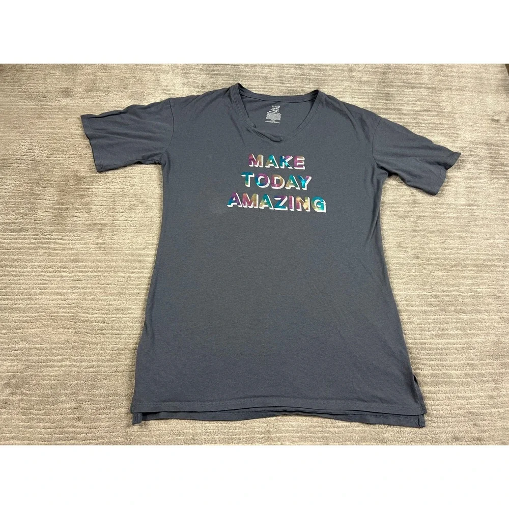 Secret Treasures Sleep Shirt Womens Small Gray Make Today Amazing Graphic V-Neck
